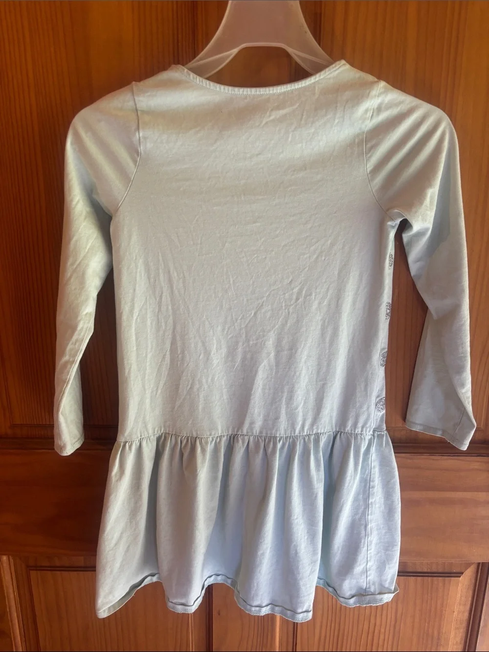 Girls' Long-Sleeve Mint Polka Dot Dress
